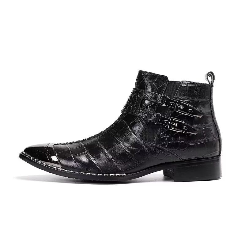 Herrestøvler Luksus Krokodilleskinn Statement Dress Boots - Svart