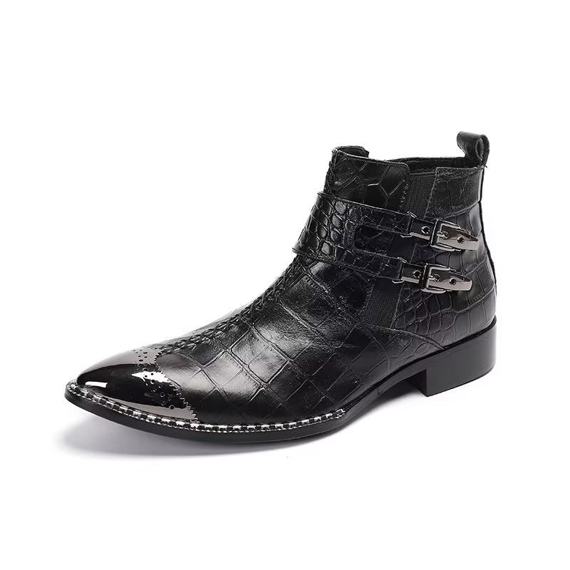 Herrestøvler Luksus Krokodilleskinn Statement Dress Boots - Svart