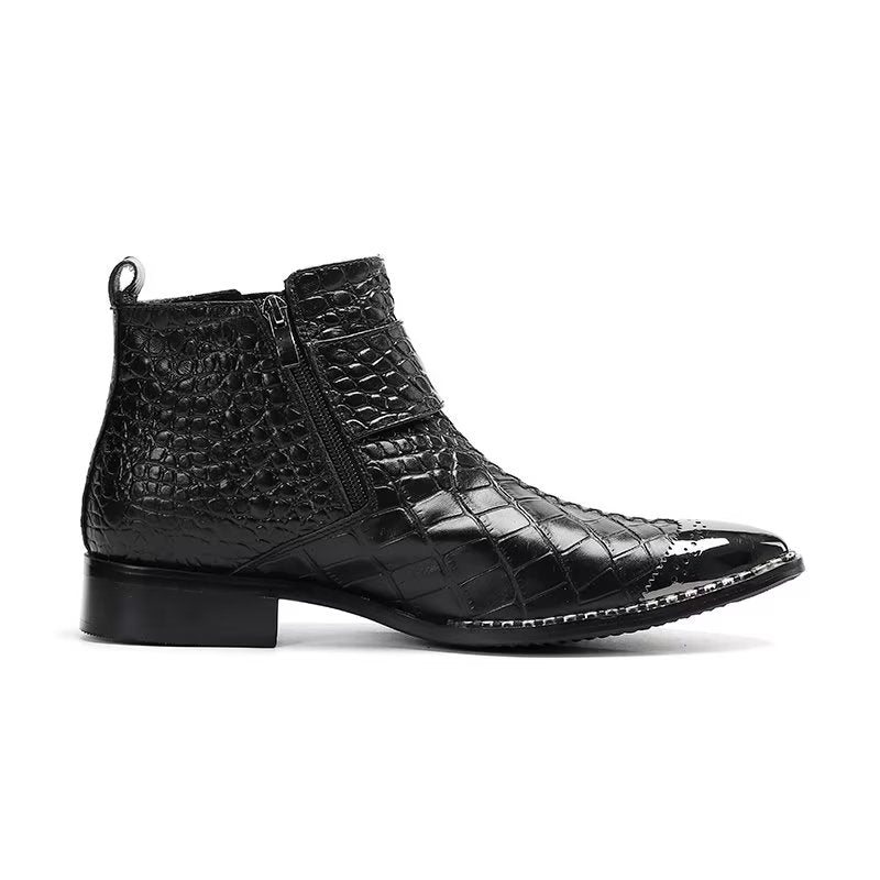 Herrestøvler Luksus Krokodilleskinn Statement Dress Boots - Svart