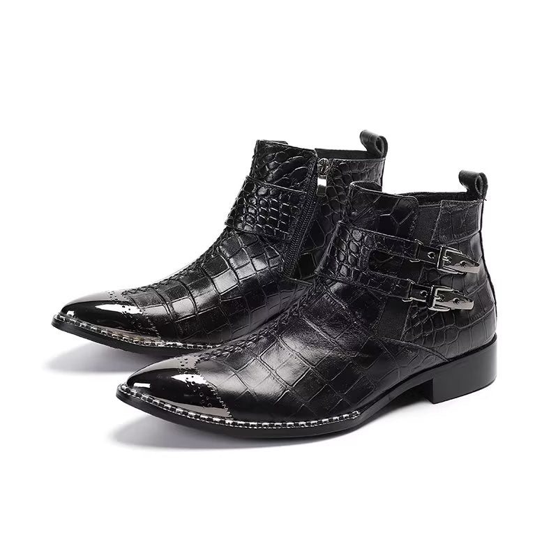 Herrestøvler Luksus Krokodilleskinn Statement Dress Boots - Svart