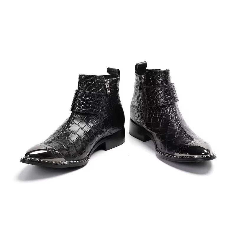 Herrestøvler Luksus Krokodilleskinn Statement Dress Boots - Svart