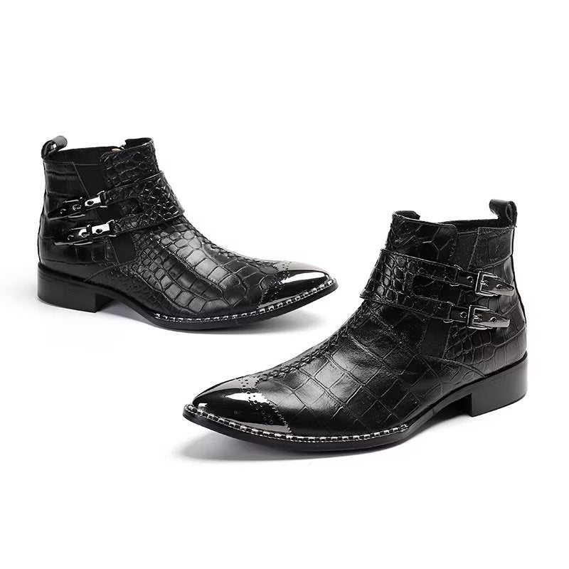 Herrestøvler Luksus Krokodilleskinn Statement Dress Boots - Svart