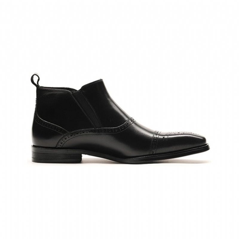 Herrestøvler Luxury Exotic Cow Leather Ankel Chelsea Boots - Svart