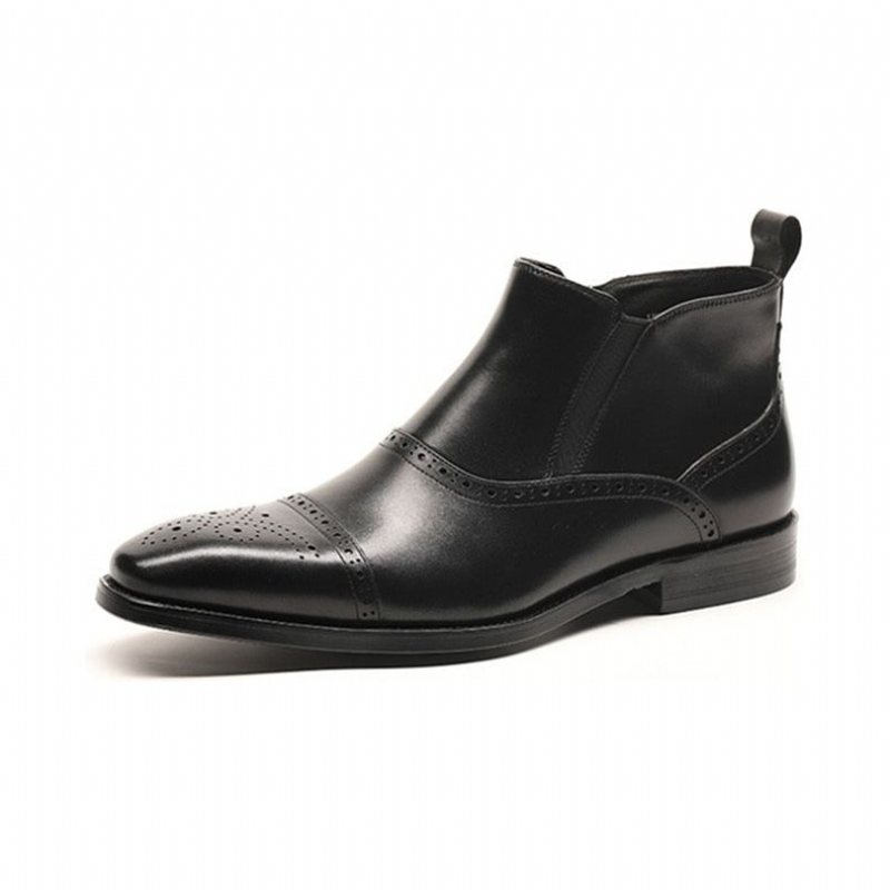 Herrestøvler Luxury Exotic Cow Leather Ankel Chelsea Boots - Svart