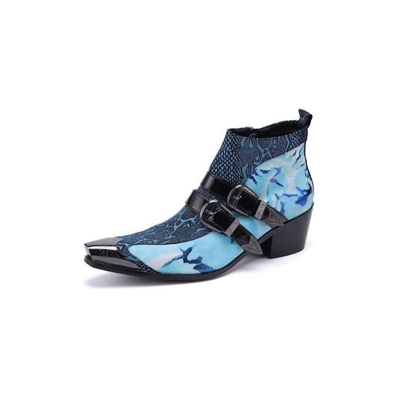 Herrestøvler Luxury Exotica Ekte Skinn Statement Dress Boots - Blå