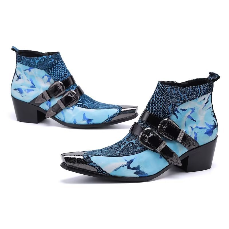 Herrestøvler Luxury Exotica Ekte Skinn Statement Dress Boots - Blå