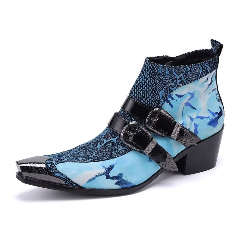 Herrestøvler Luxury Exotica Ekte Skinn Statement Dress Boots - Blå