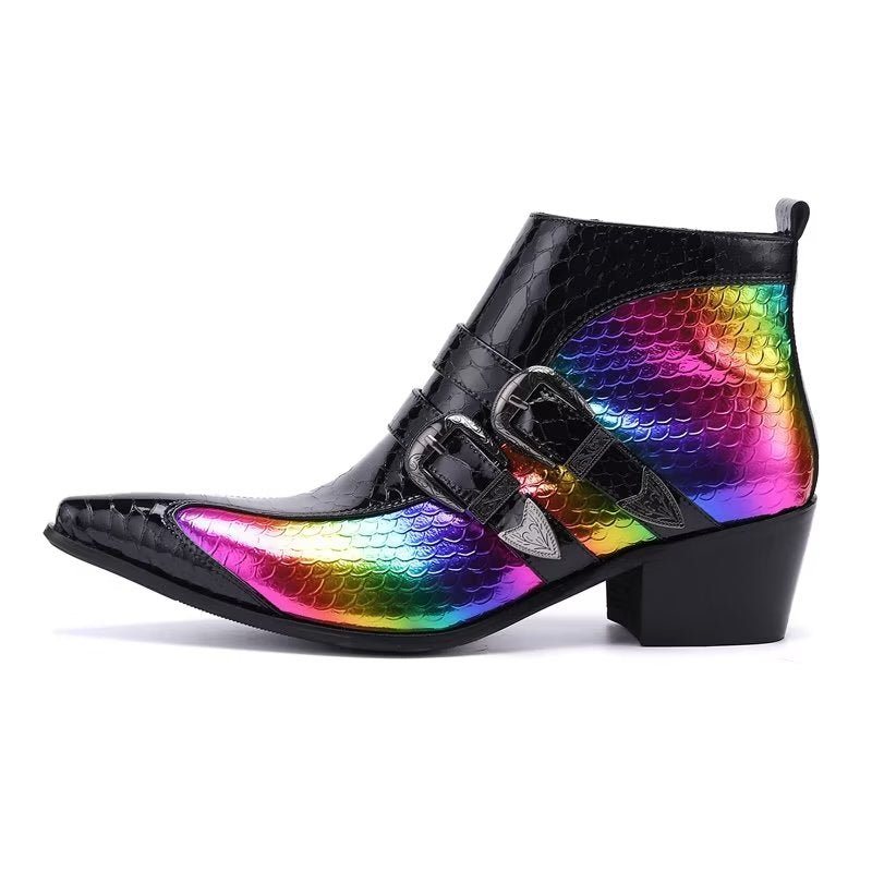 Herrestøvler Luxury Exotica Ekte Skinn Statement Dress Boots - Flerfarget