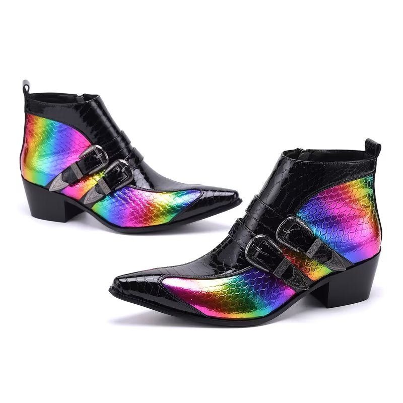 Herrestøvler Luxury Exotica Ekte Skinn Statement Dress Boots - Flerfarget