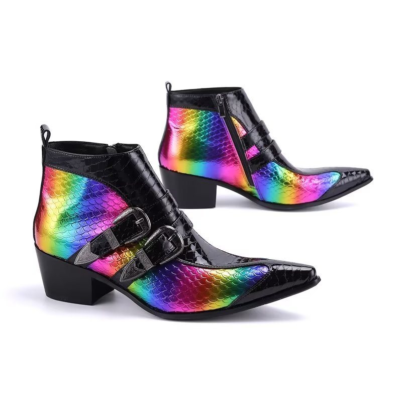 Herrestøvler Luxury Exotica Ekte Skinn Statement Dress Boots - Flerfarget