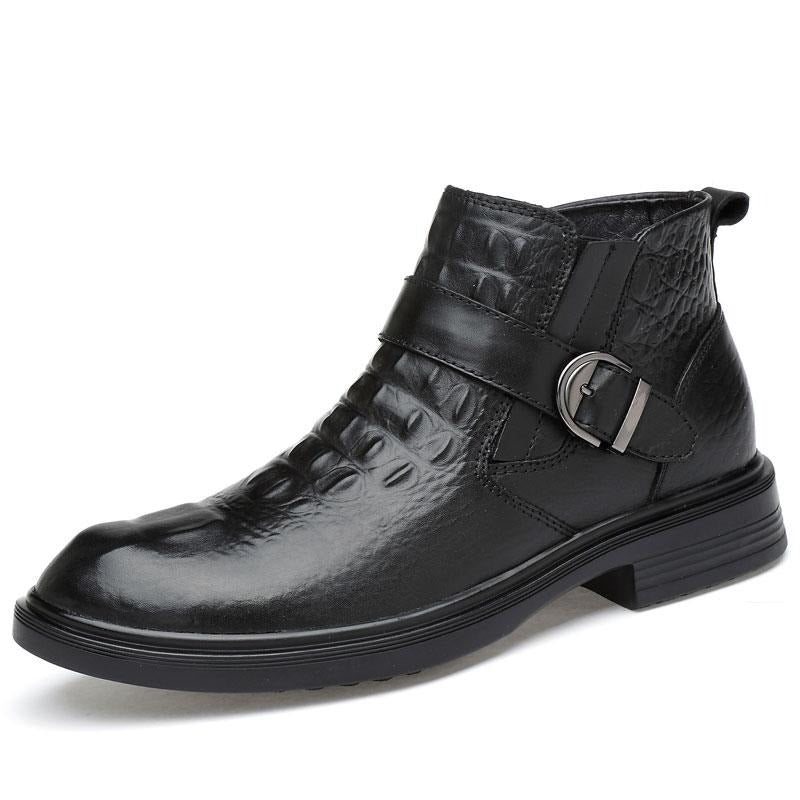 Herrestøvler Skinn Alligator Pels Slip-on Boots - Svart