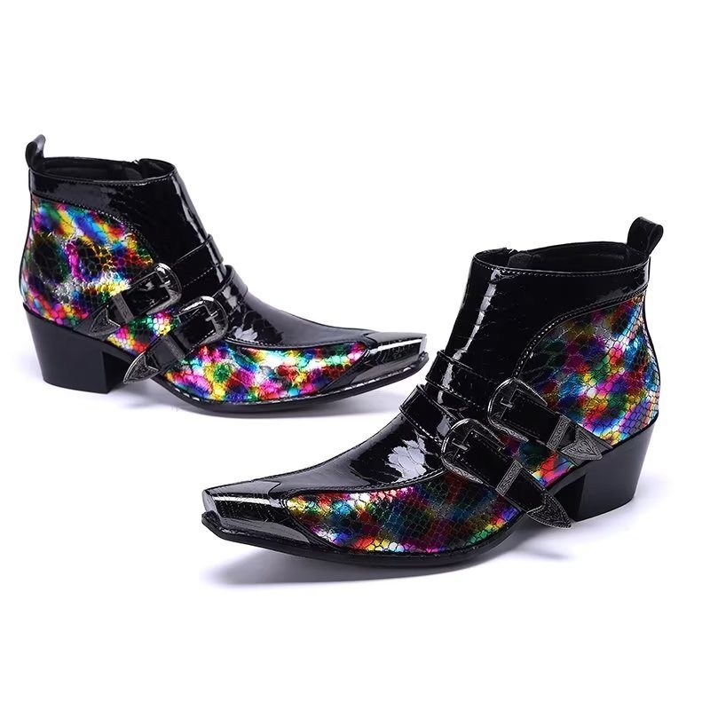 Herrestøvletter Exotic Elegance Leather Ankel Boots - Flerfarget