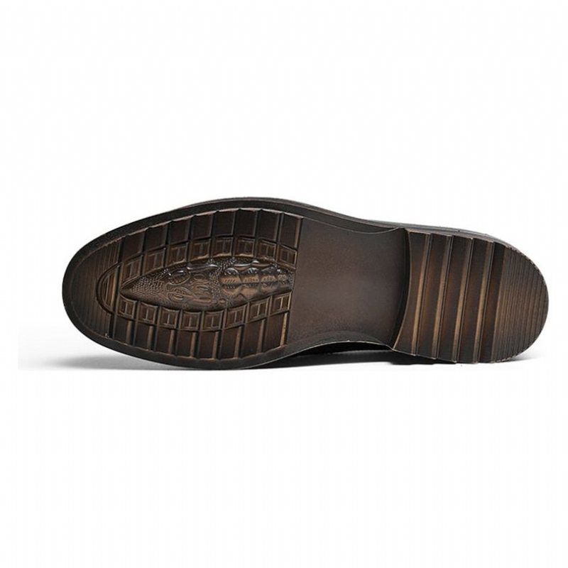 Herrestøvletter Luxury Croctex Casual Flat Ankelstøvler - Kaffe