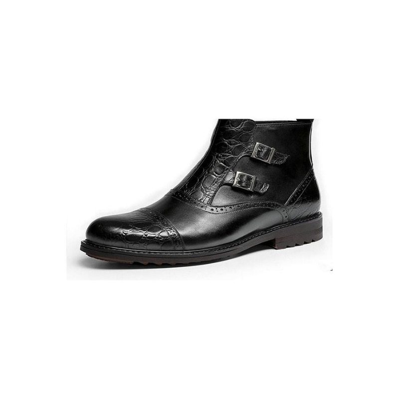 Herrestøvletter Luxury Croctex Casual Flat Ankelstøvler - Sort