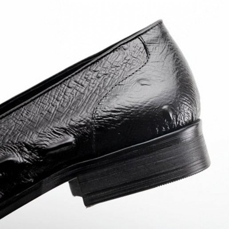 Loafers Herre Alligator Texture Slip-on Med Spiss Tå - Svart