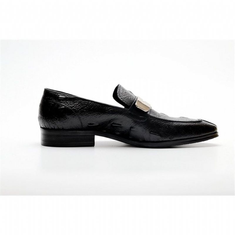 Loafers Herre Alligator Texture Slip-on Med Spiss Tå - Svart