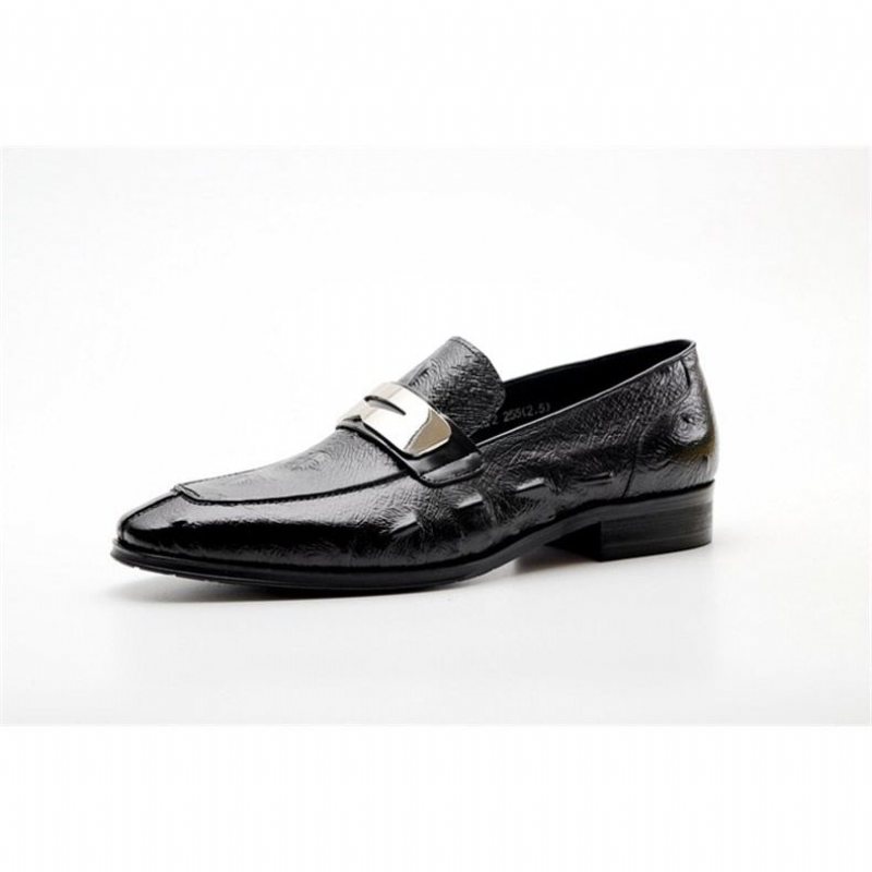 Loafers Herre Alligator Texture Slip-on Med Spiss Tå - Svart