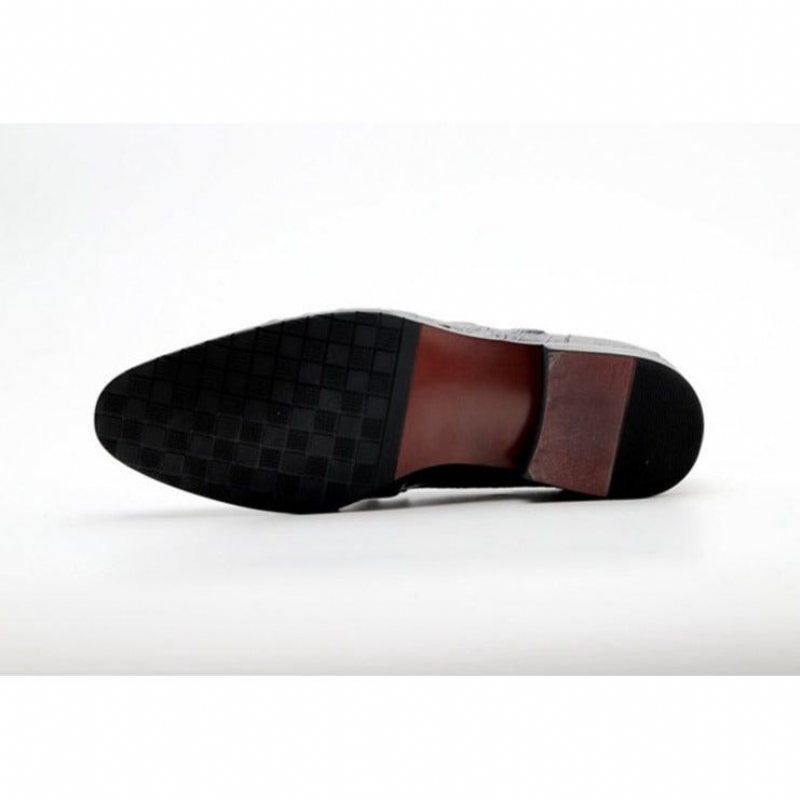 Loafers Herre Alligator Texture Slip-on Med Spiss Tå - Kaffe