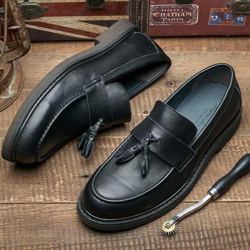 Loafers Herre Cow Leather Slip On - Sort