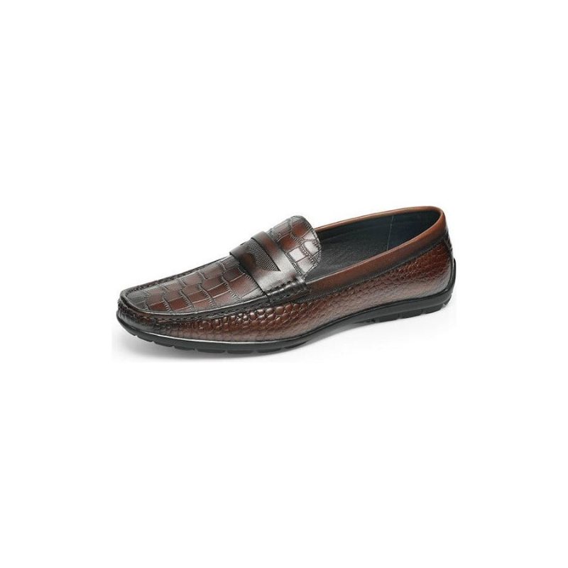 Loafers Herre Croc Effect Slip-on Loafer Dress Sko - Kaffe