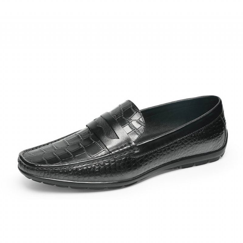 Loafers Herre Croc Effect Slip-on Loafer Dress Sko - Sort