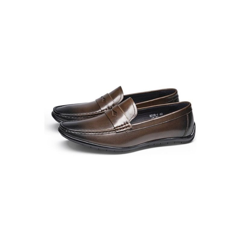 Loafers Herre Eksotiske Firkantede Skinn-slip-on - Kaffe