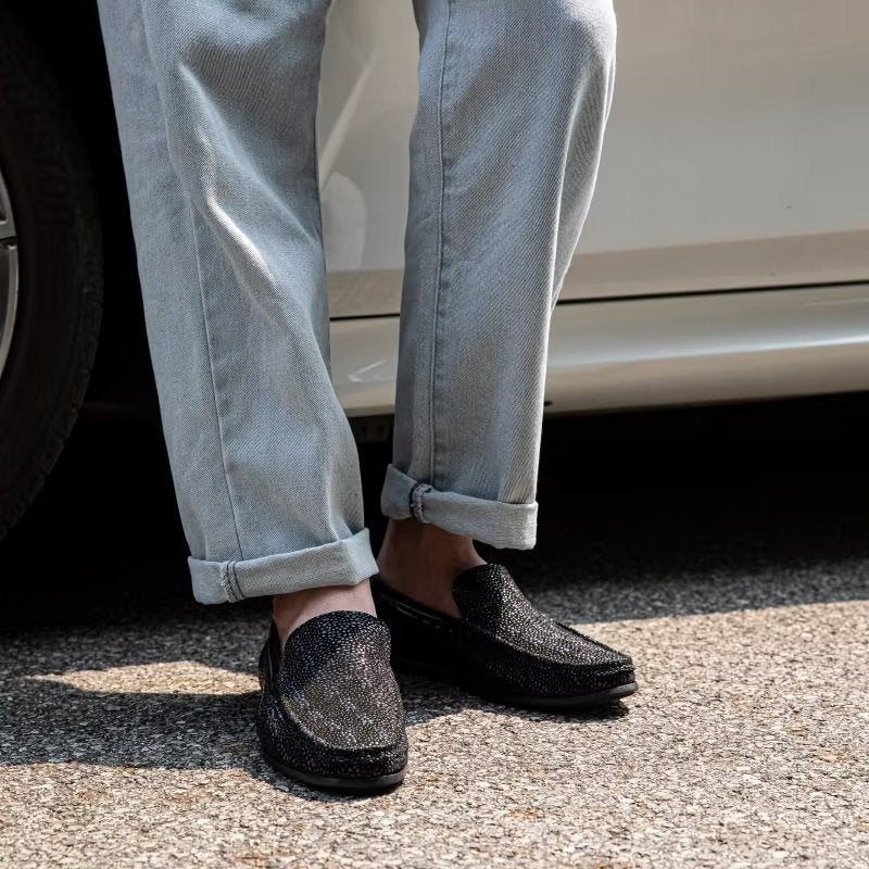 Loafers Herre Eksotiske Metalltå-slip-on-loafers - Svart