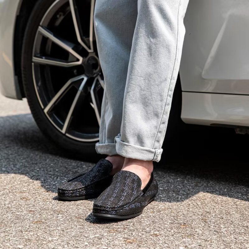 Loafers Herre Eksotiske Metalltå-slip-on-loafers - Svart