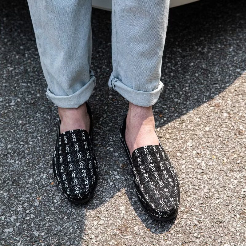 Loafers Herre Eksotiske Metalltå-slip-on-loafers - Svart