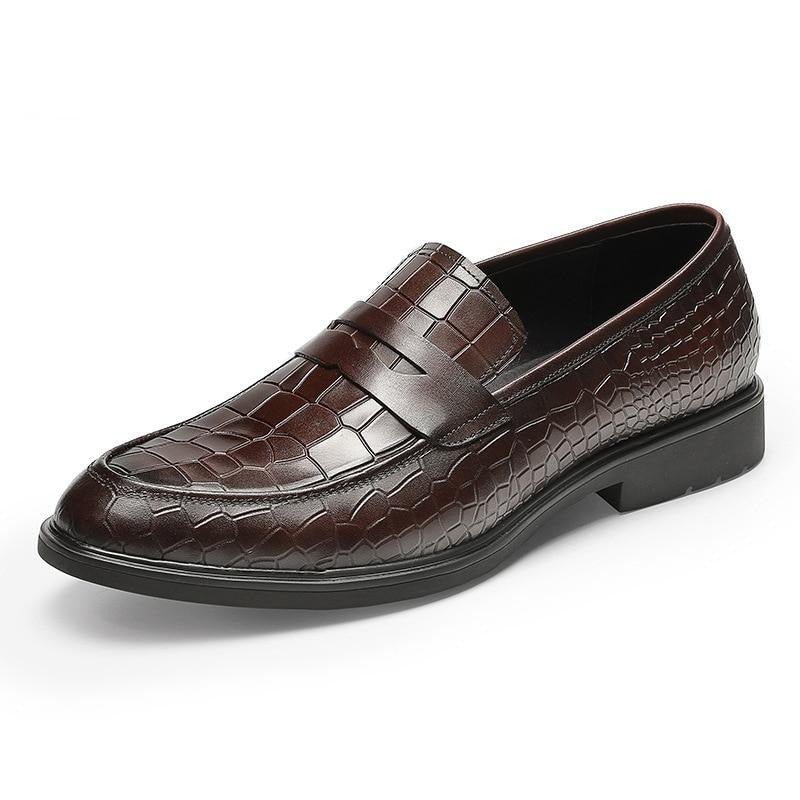 Loafers Herre Eksotiske Slip-on Brogue I Skinn - Rød