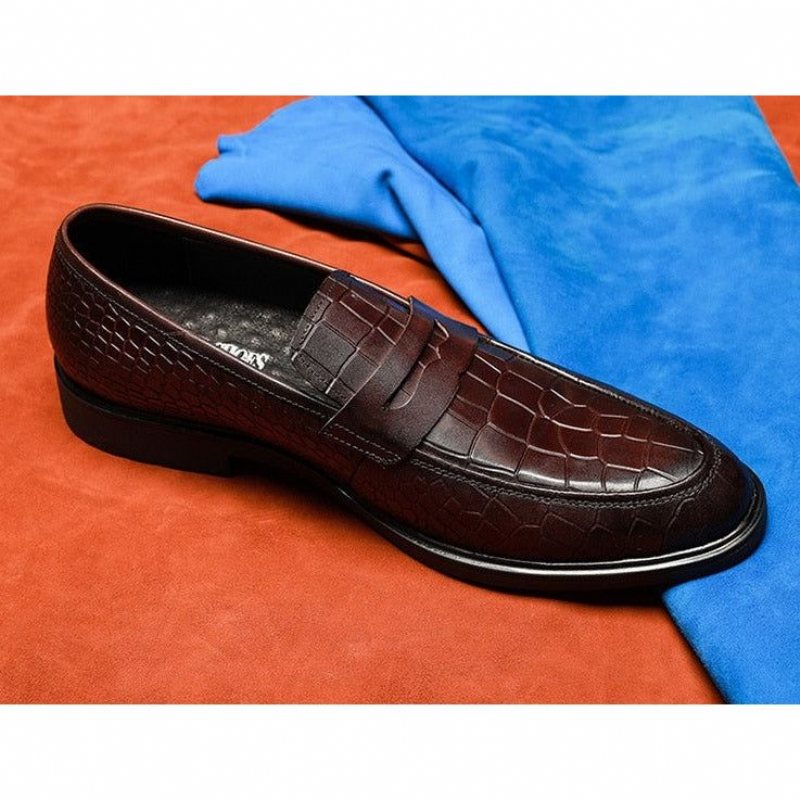 Loafers Herre Eksotiske Slip-on Brogue I Skinn - Rød