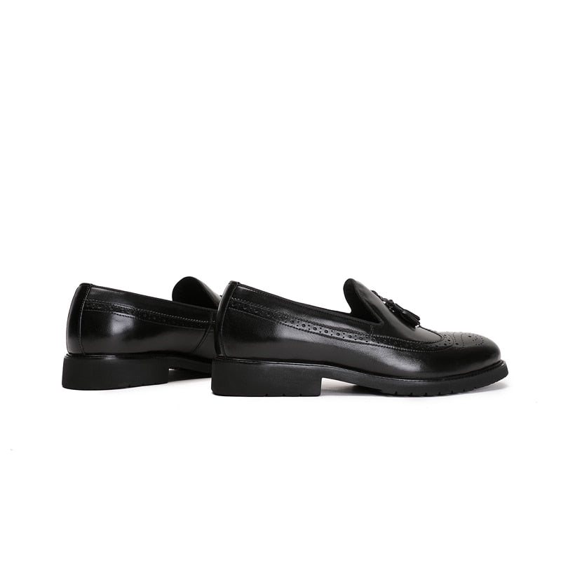 Loafers Herre Eksotiske Slip-on Brogue-sko - Svart