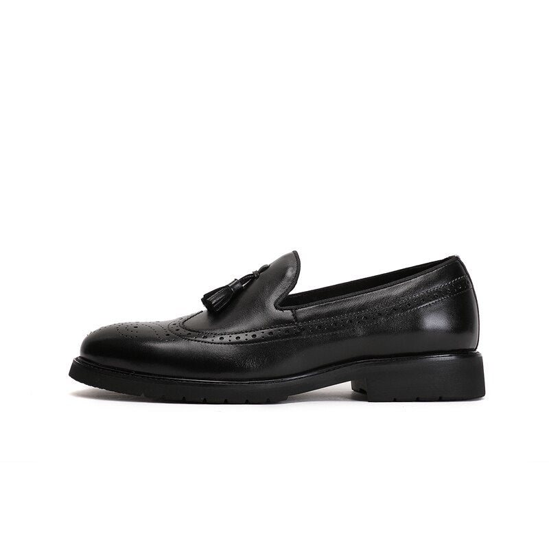 Loafers Herre Eksotiske Slip-on Brogue-sko - Svart