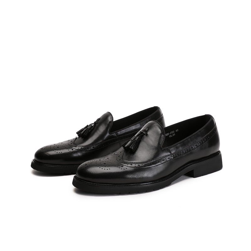 Loafers Herre Eksotiske Slip-on Brogue-sko - Svart