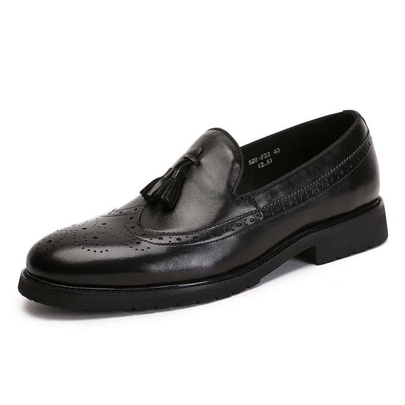 Loafers Herre Eksotiske Slip-on Brogue-sko - Svart