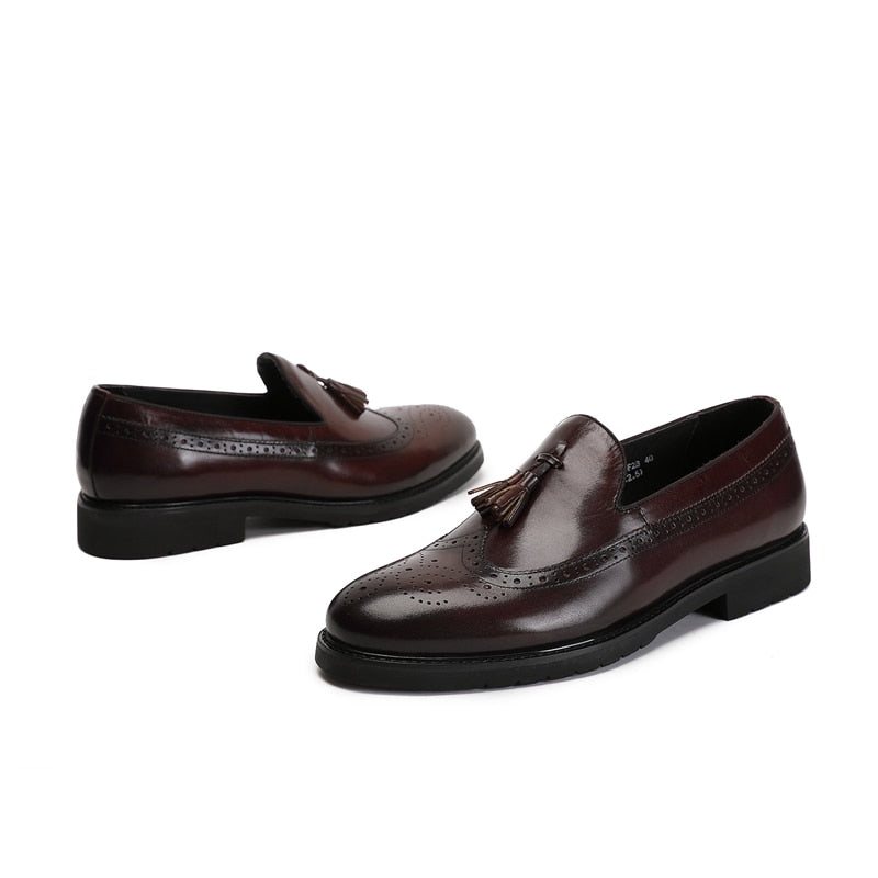 Loafers Herre Eksotiske Slip-on Brogue-sko - Kaffe