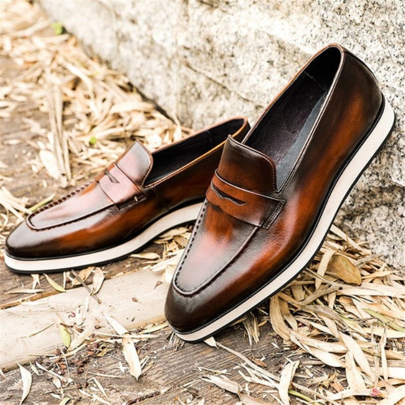 Loafers Herre Eksotiske Spisse Brogues - Kaffe