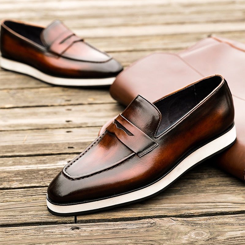 Loafers Herre Eksotiske Spisse Brogues - Kaffe