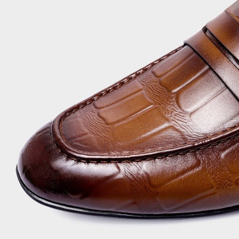 Loafers Herre Ekte Skinn Preget Slip-on Eleganse - Kaffe