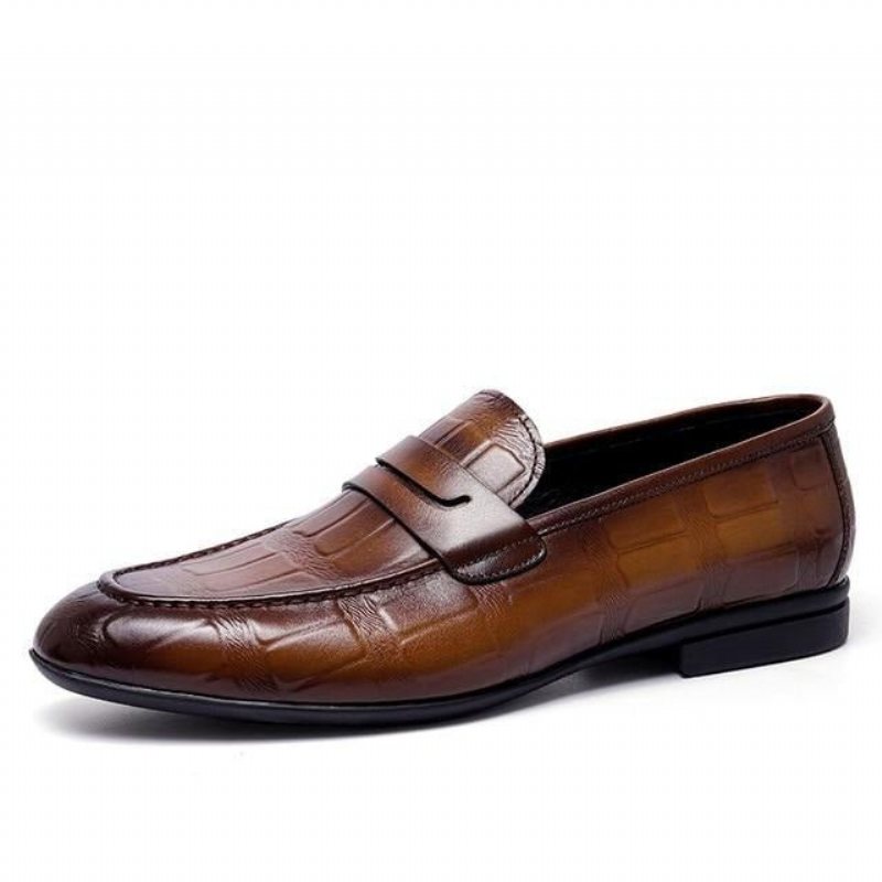 Loafers Herre Ekte Skinn Preget Slip-on Eleganse - Kaffe