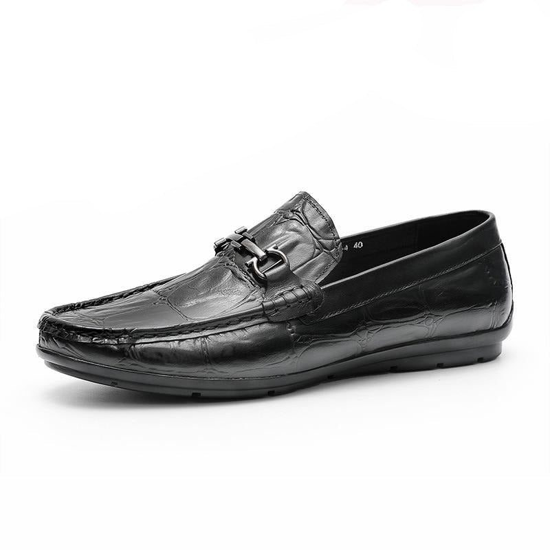 Loafers Herre Elegante Croctex Leather Slip-on Derby - Svart