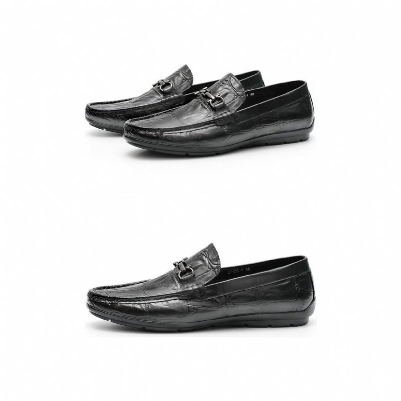 Loafers Herre Elegante Croctex Leather Slip-on Derby - Svart