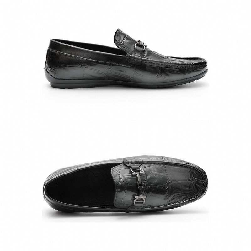 Loafers Herre Elegante Croctex Leather Slip-on Derby - Svart