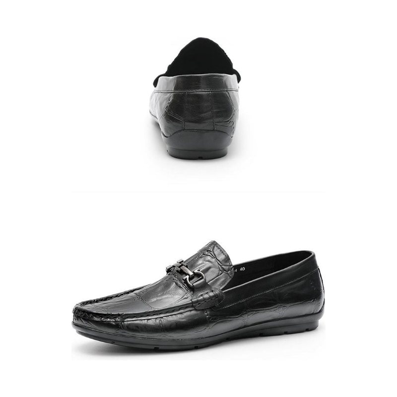 Loafers Herre Elegante Croctex Leather Slip-on Derby - Svart