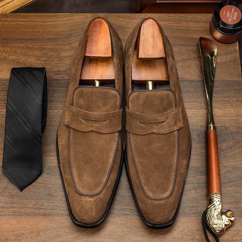 Loafers Herre Elegante Eksotiske Mønster Slip-on Brogue-sko - Kaffe