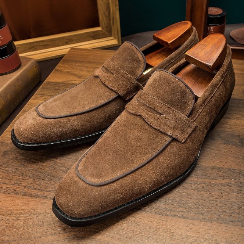 Loafers Herre Elegante Eksotiske Mønster Slip-on Brogue-sko - Kaffe