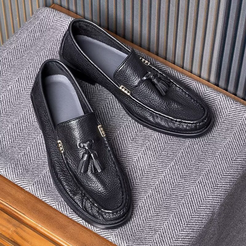 Loafers Herre Elegante Pregede Slip-on Tassel - Svart