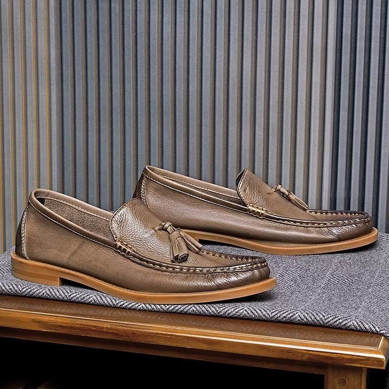 Loafers Herre Elegante Pregede Slip-on Tassel - Brun