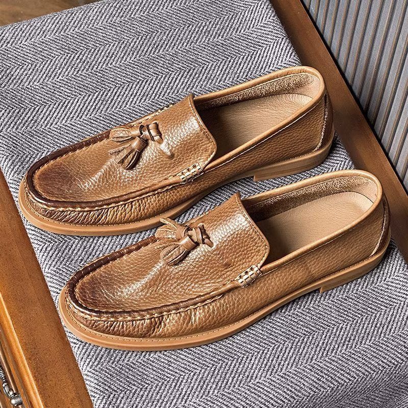 Loafers Herre Elegante Pregede Slip-on Tassel - Brun