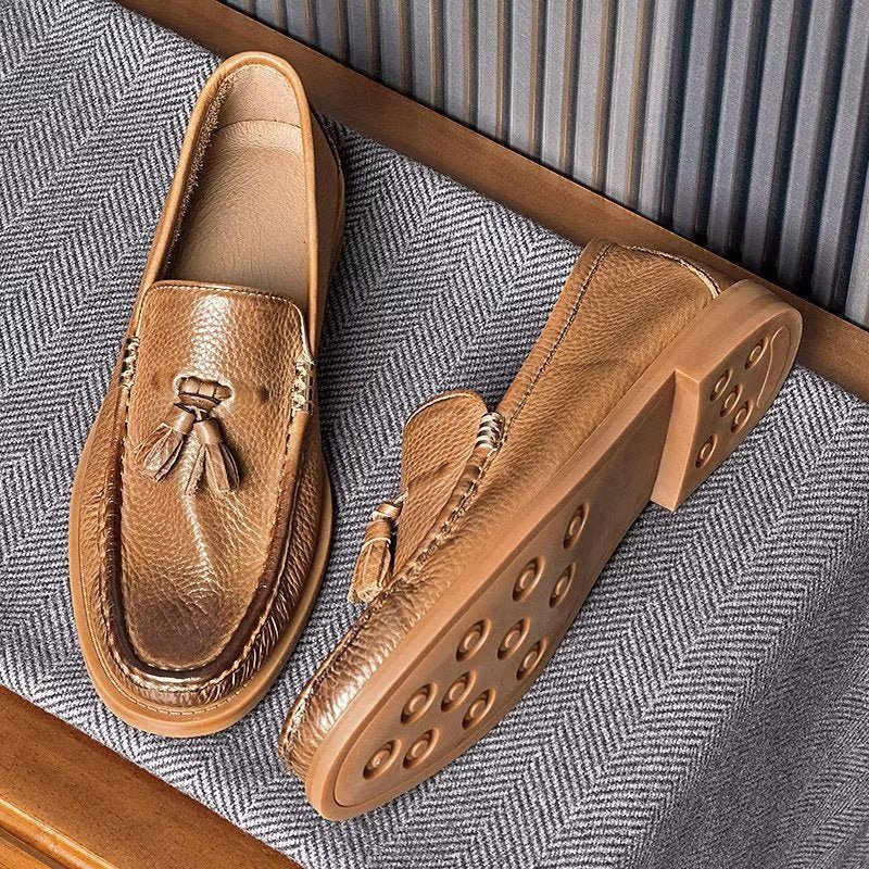 Loafers Herre Elegante Pregede Slip-on Tassel - Brun